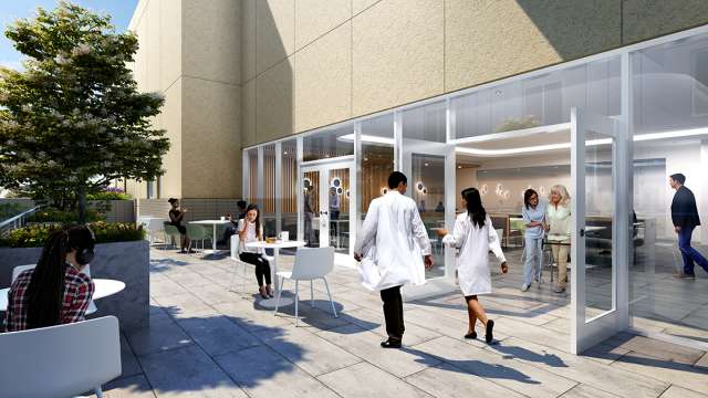Outdoor dining terrace at the UCLA Behavioral Health Campus