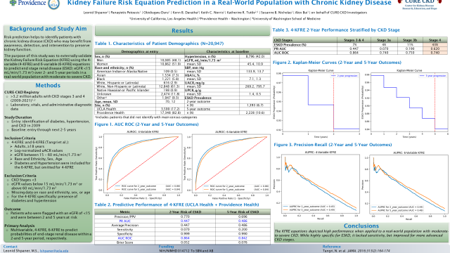 Bar graph titled "Kidney Failure Risk Equation Prediction in a Real-World Population with Chronic Kidney Disease" with "rocdata" displayed.