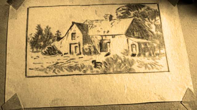 A sketch of the structure where Debra Ball's father was housed as a POW during WWII. 