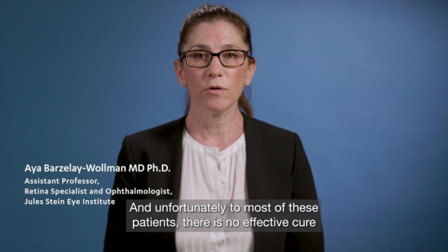 Jules Stein explaining on a video the revolutionary approach to retinal degeneration