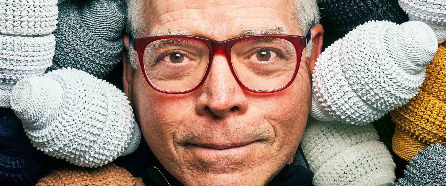 Dr. Leonard Rome surrounded by 3D models of cell vaults.