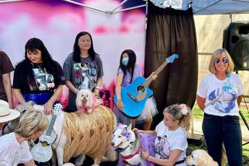 PAC animals gather after the Taylor Swift fashion show to celebrate a job well done.
