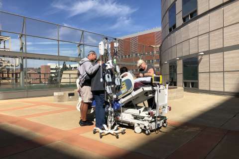 A patient outside in the sun