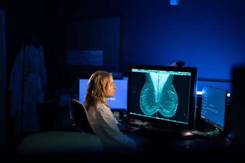Dr. Hannah Milch reading a mammogram.