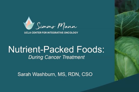 A screenshot of the webinar Nutrient-Packed Foods: During Cancer Treatment