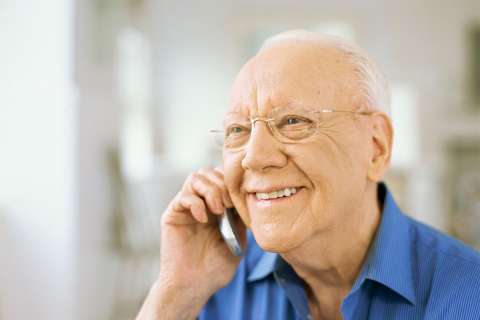 Older man on the phone
