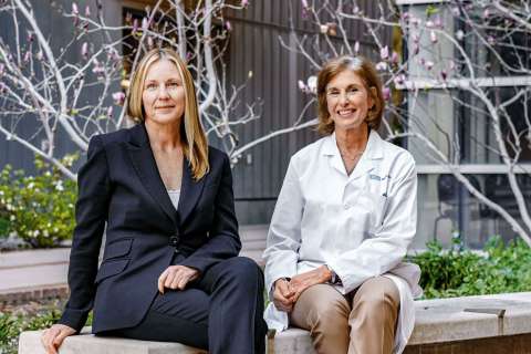 “Ovaries,” says Dr. Beth Karlan (right), with colleague Dr. Amander Clark, “are fascinating organs. I always say they look like little brains.”