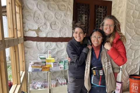 Lindsay Brant and two colleagues set up the pharmacy before opening the clinic in Doh