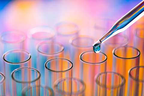 Researcher picking up test tube