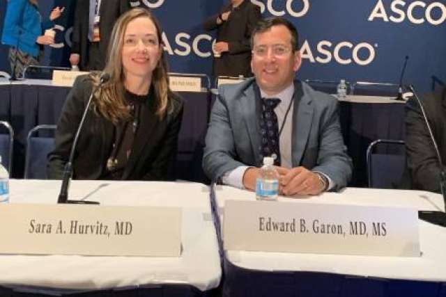 Dr. Edward Garon with Dr. Sara Hurvitz at the 2019 ASCO Annual Meeting.