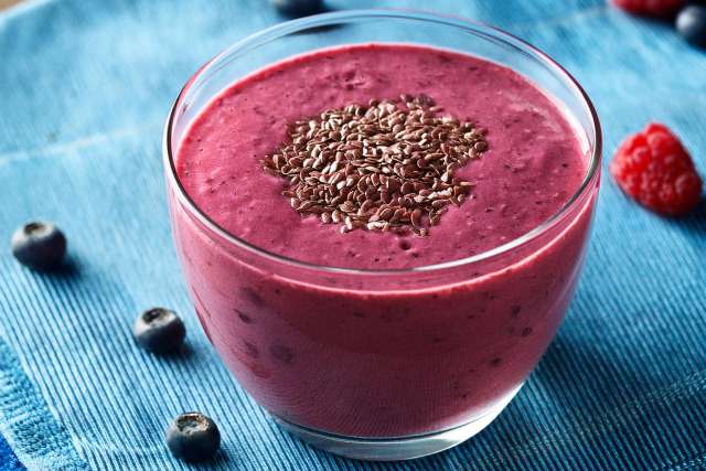 Berry Plus Smoothie topped with flax