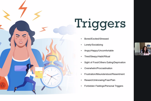 Screenshot of emotional eating webinar