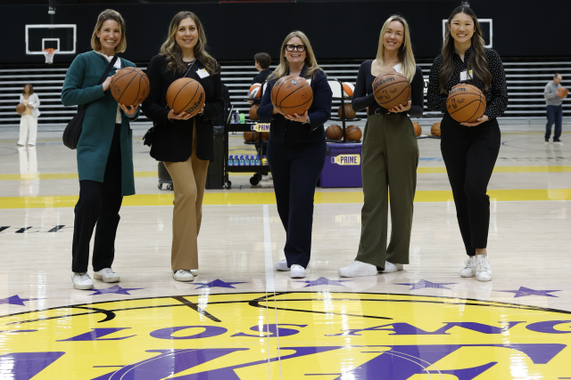 Simms/Mann Center staff visited the Lakers training facility.