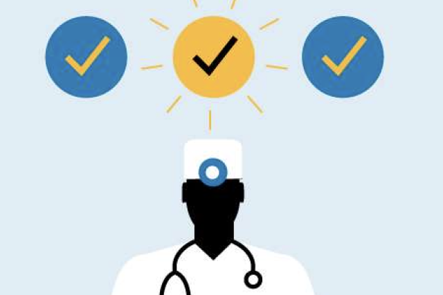 vector illustration of Doctor with three check marks above their head