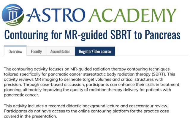 Dr. Ann Raldow Contouring Course for MR-Guided SBRT to Pancreas