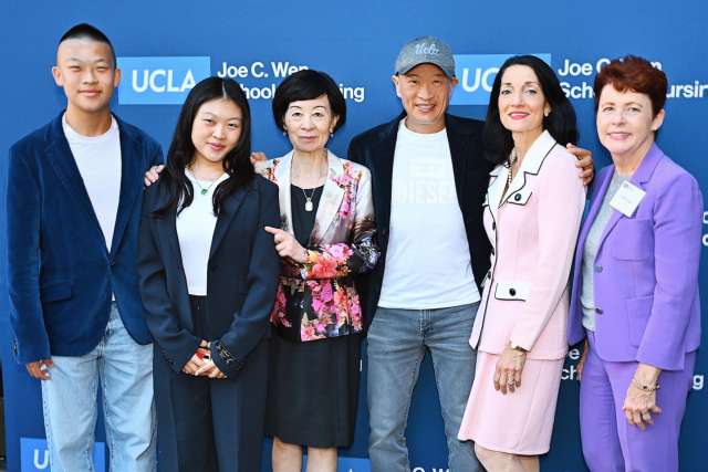The Wen family and UCLA Health Chief Nursing Executive Karen Grimley at the kickoff celebration for the UCLA Joe C. Wen School of Nursing. 