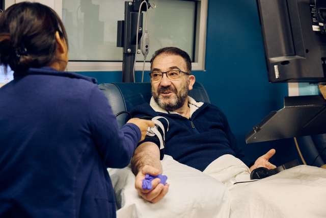 Ed Nazarian donates platelets.