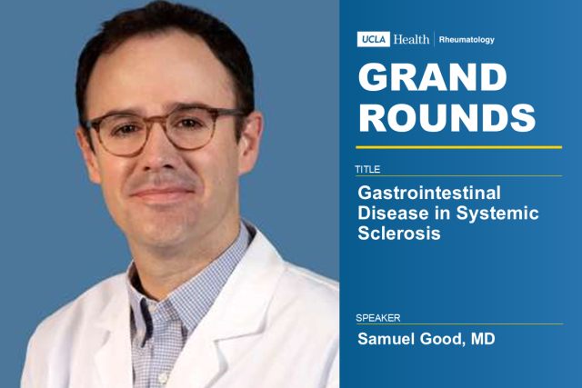 Professional headshot of Samuel Good, MD, with event details.