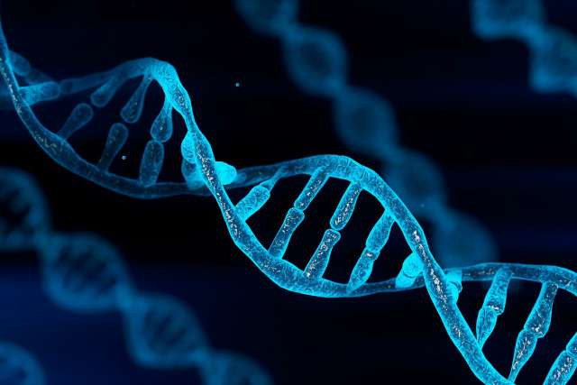 A 3D illustration of DNA.