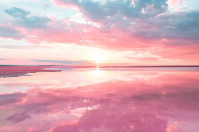 Pink Sunset Over Ocean