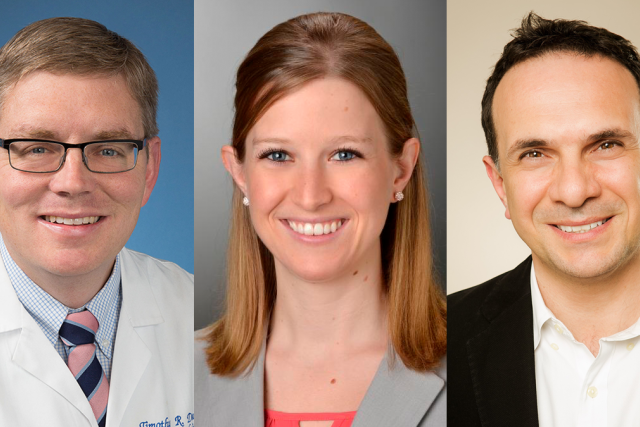 Image of UCLA cancer researchers Dr. Timothy Donahue, Alexandra Moore and Caius Radu