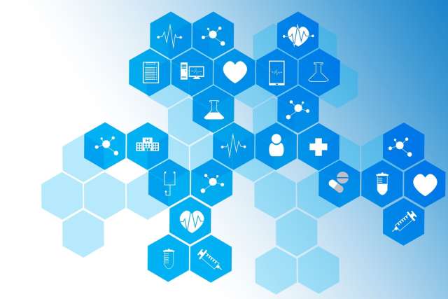 Icons on hexagons