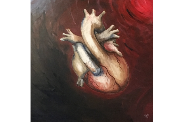 Painting of realistic heart 