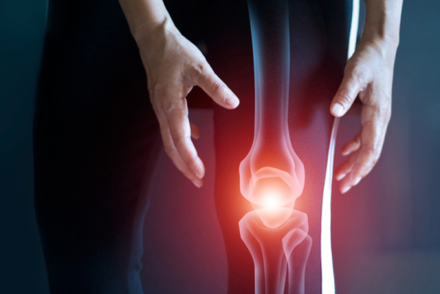 Tendon problems and Joint inflammation on dark background.