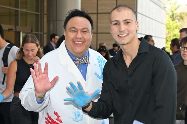 Dr. Steven Jonas with patient Sina Sinbari