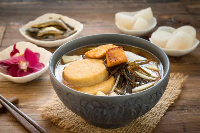 Fish Cake Soup in a Stone Bowl
