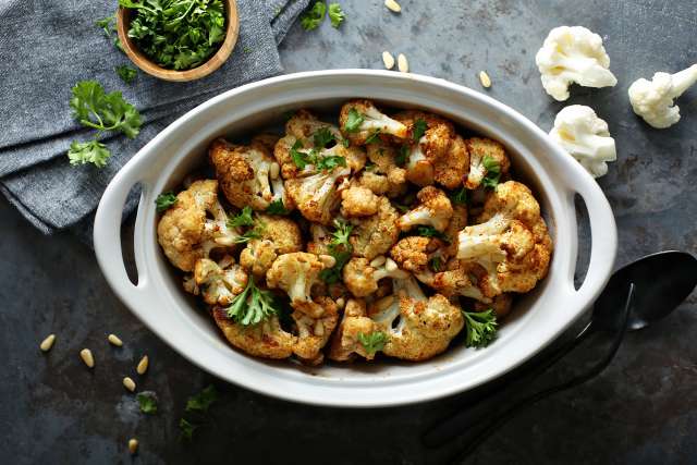 "Cheesy" roasted cauliflower