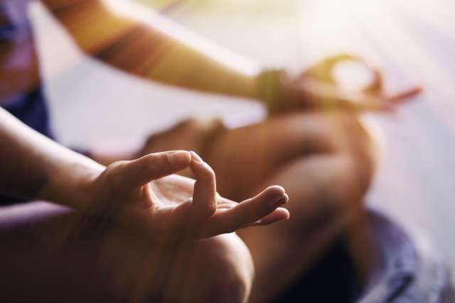 Woman performing yoga pose