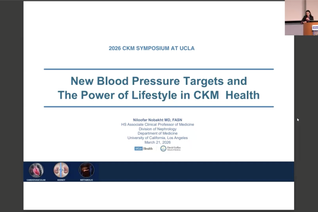 Slide titled "New Blood Pressure Targets and The Power of Lifestyle in CKM Health."