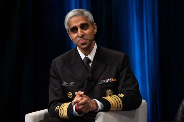 U.S. Surgeon General Vivek Murthy speaks about loneliness and connection at the WOW 2023 Mental Health Summit at UCLA’s Royce Hall.