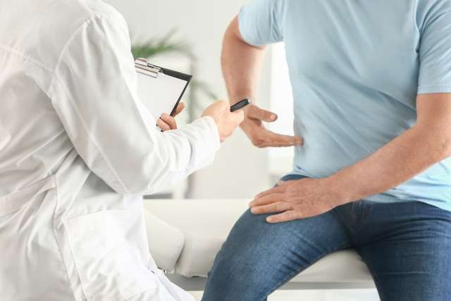 Male patient at urologist's office