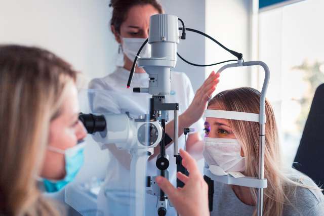 Patient getting an eye exam