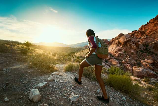 Woman Hiking on a mountain