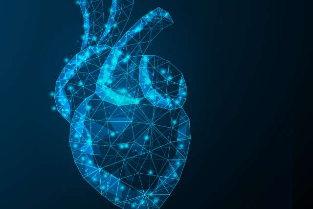 Abstract heart on blue background