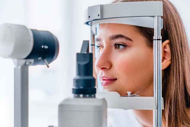 Women at eye exam