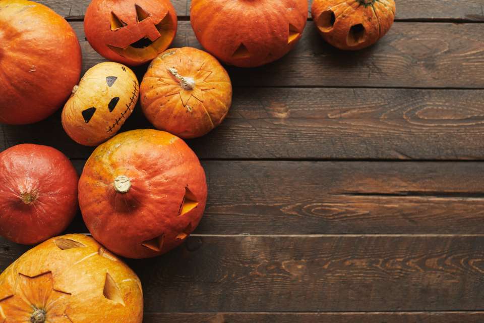Group of Halloween pumpkins