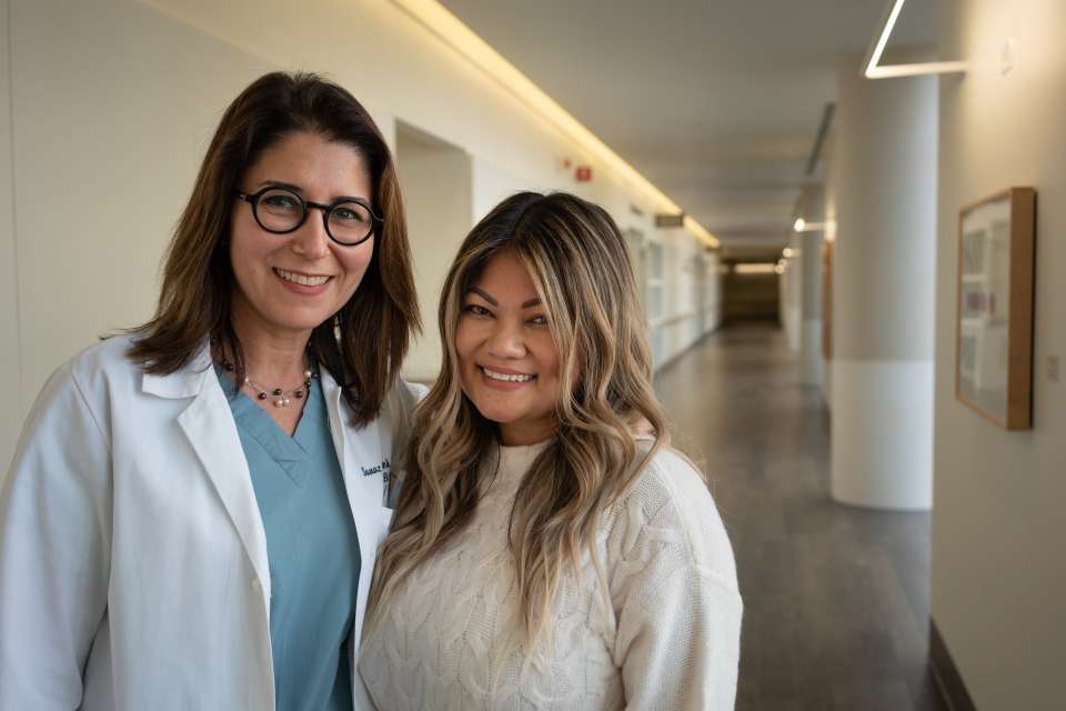 UCLA's Dr. Sanaz Mermarzedh and cancer survivor Grace Geaga