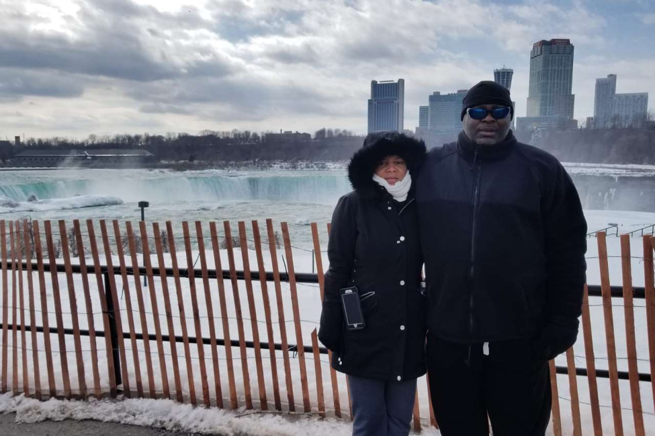 Anthony Mitchell and his wife, Jocelyn, at Niagara Falls.