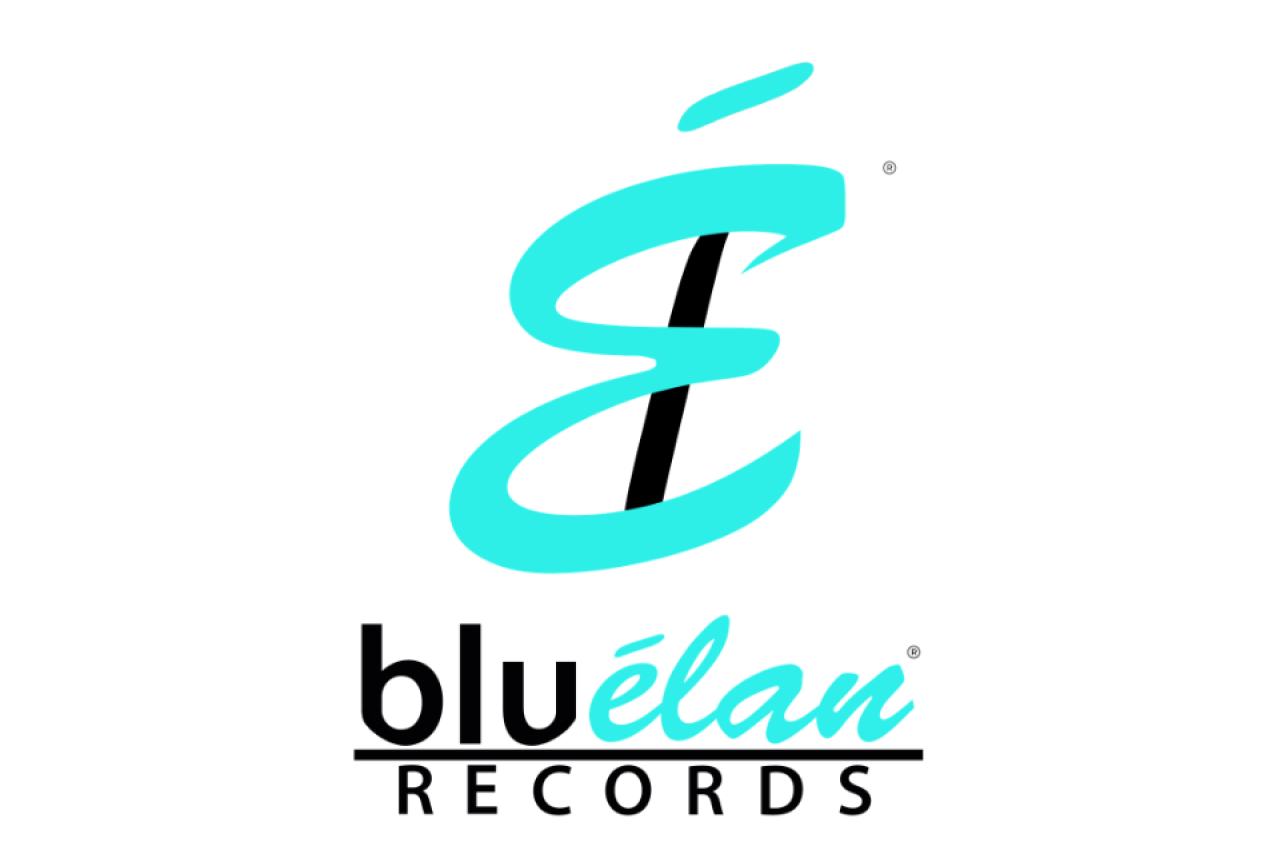 Bluélan Records logo with turquoise stylized mark above name