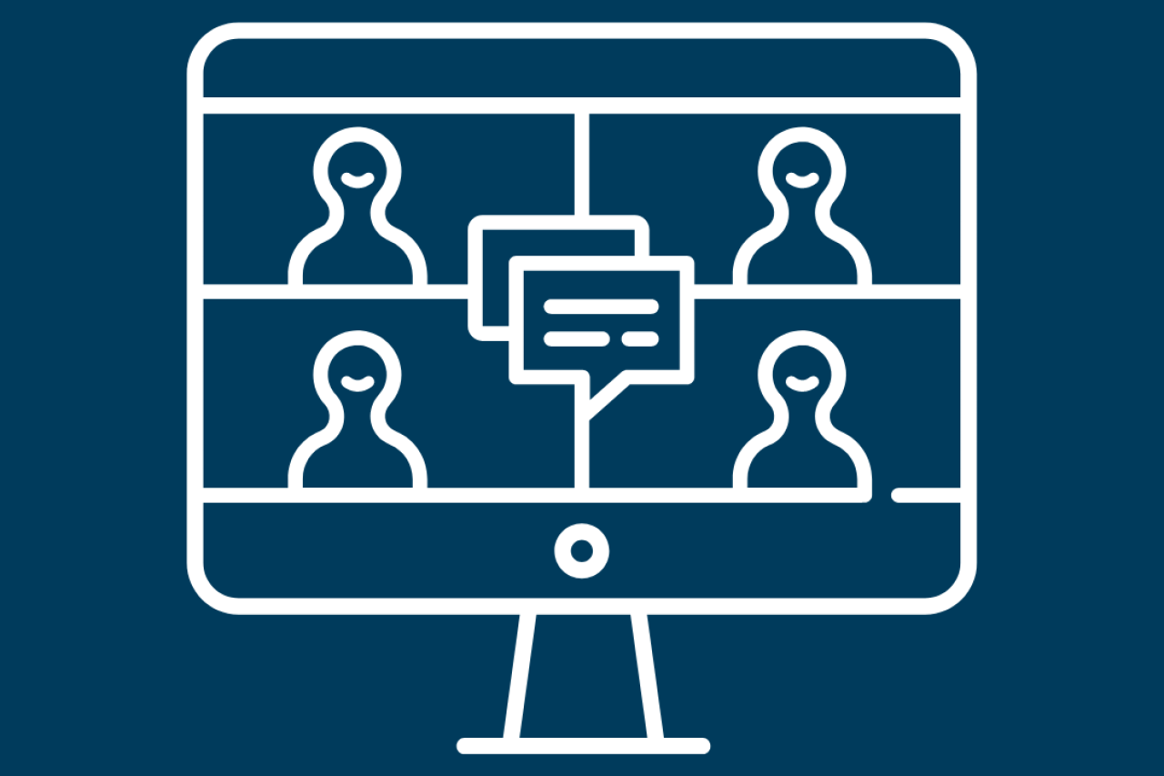 Graphic illustration of an online class with four participants