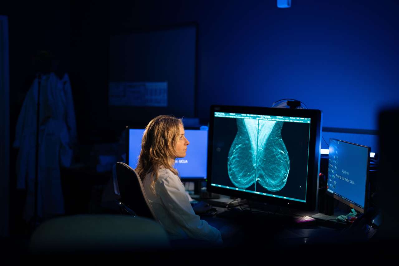 Dr. Hannah Milch reading a mammogram.