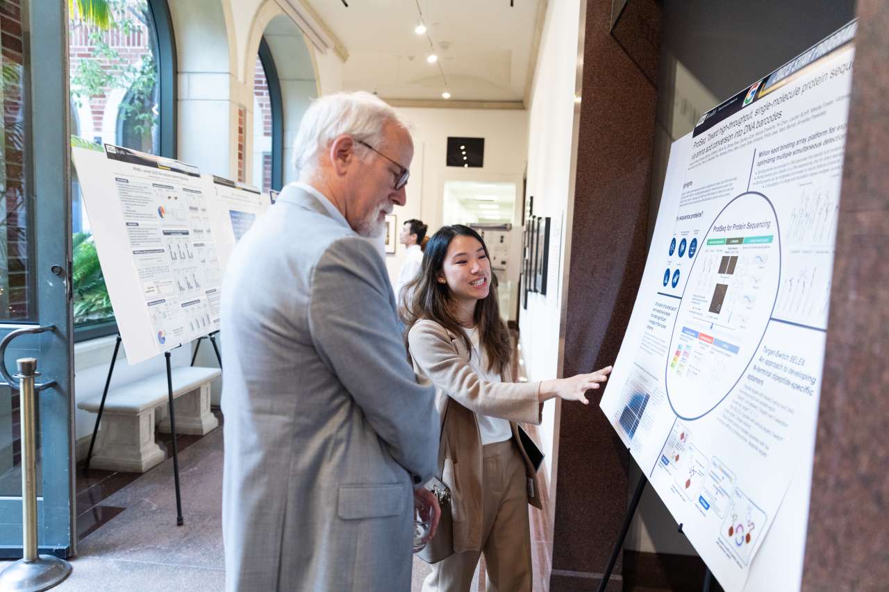 Dr. Jessica Hong and Dr. Stephen Cannon at the STAR Program Symposium poster session on Sept. 20, 2023, at UCLA’s Fowler Museum.