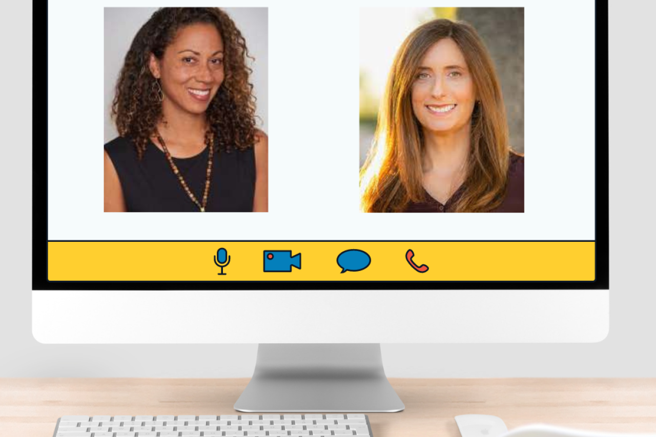 Computer screen showing Allyson Pimentel and Diana Winston 