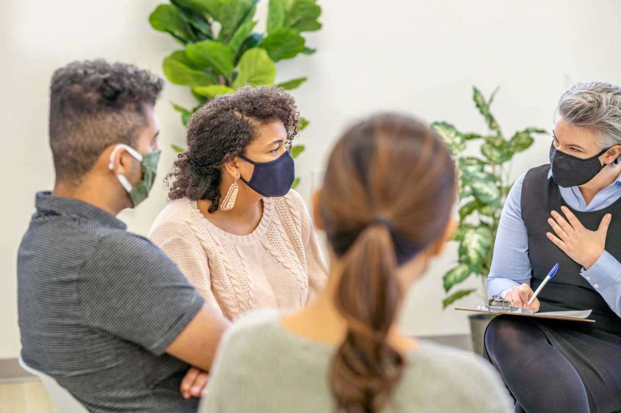 Group of people in discussion