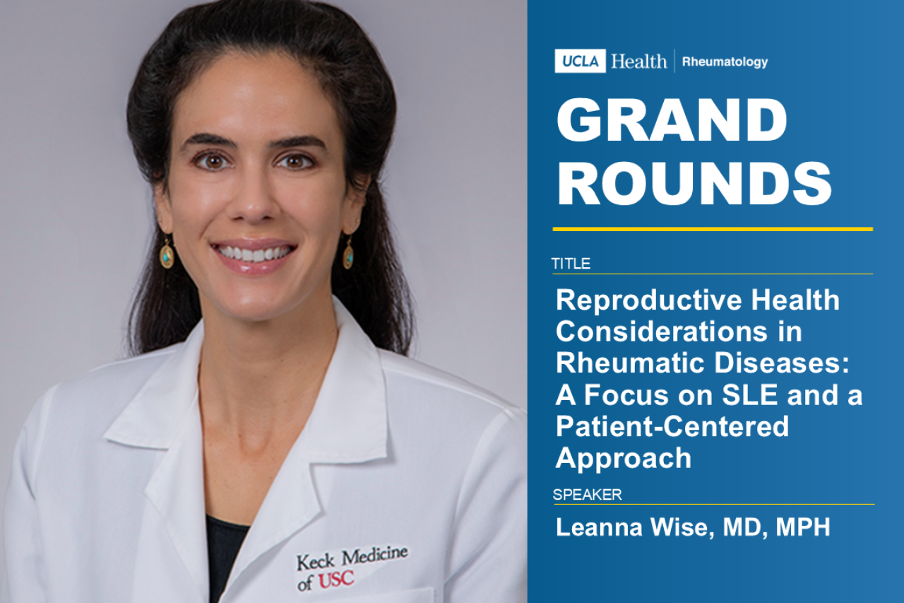 Professional headshot of Leanna Wise, MD, MPH, with event details.