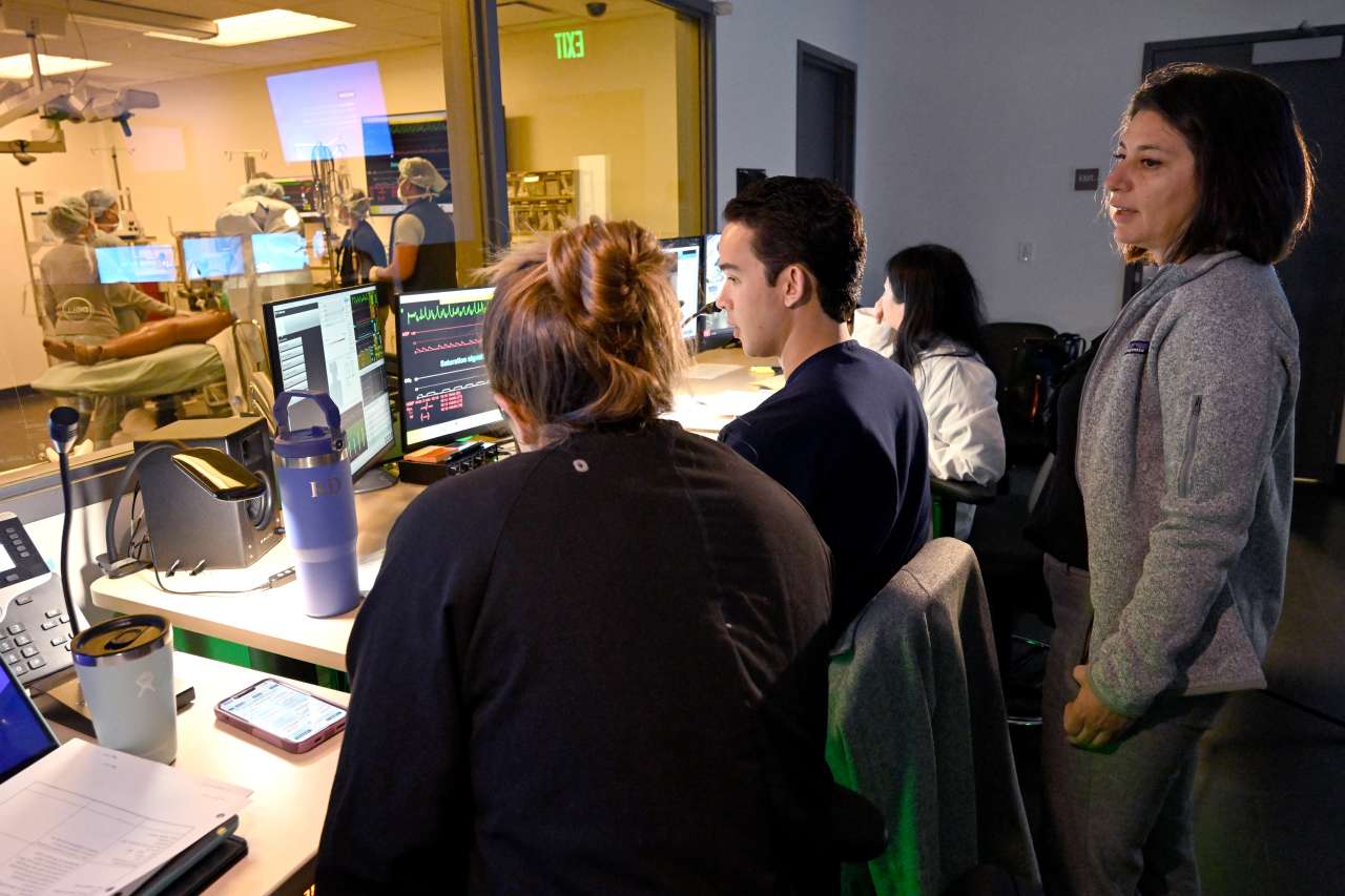 Dr. Cecilia Canales running a simulation